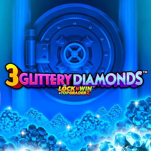 Official Slots logo: 3 Glittery Diamonds by PearFiction Studios at ShakeBet Casino